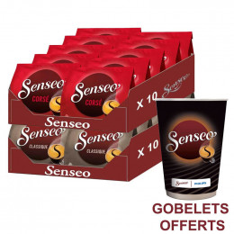 Dosette Senseo Café Corsé Classique - 20 paquets - 360 dosettes + Gobelets Offerts