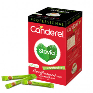 Buchettes de Sucre Stevia Edulcorant Canderel - Boite distributrice 250 sticks