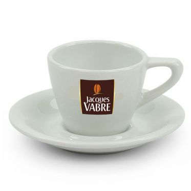 Tasse en porcelaine Jacques Vabre Espresso 8 cl avec sous-tasses - par 6