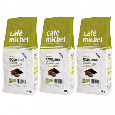Café en Grains Bio Café Michel Mélange Équilibré - 3 paquets - 3 kg