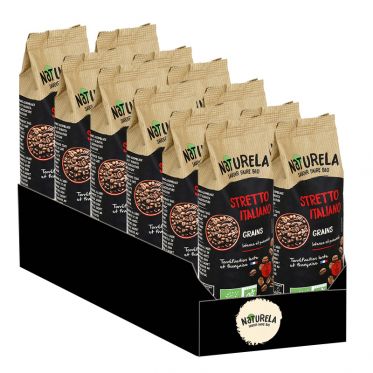 Café en Grains Bio Naturela Stretto Italiano - 12 paquets - 3 kg