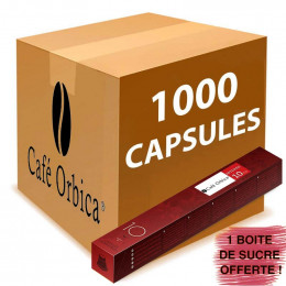 Capsule Nespresso Compatible Café Orubia Intenso avec 200 sucres offerts - 100 tubes - 1000 capsules 