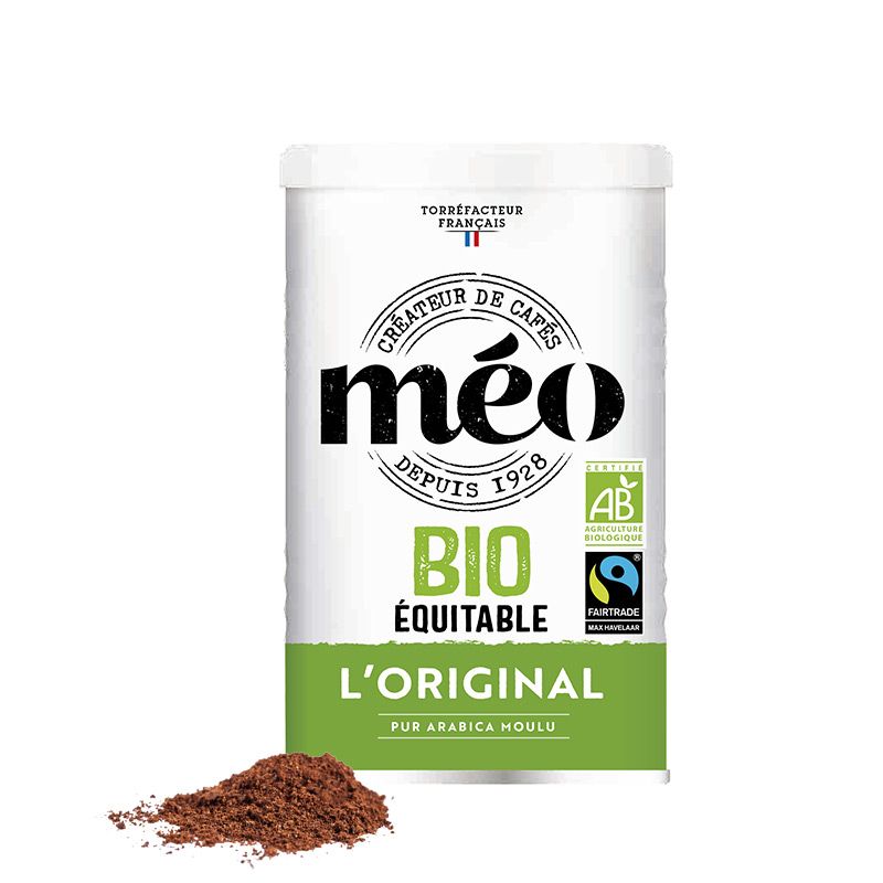 Méo Café Moulu Bio 100% Arabica Intensité 3/5 en Boîte Métal de