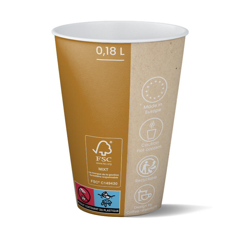 Gobelet à café en carton 18 cl - Premium Bronze - 100 gobelets