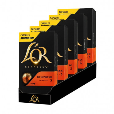 Capsule Nespresso Compatibles L’Or Espresso Delizioso - 5 boîtes - 50 capsules