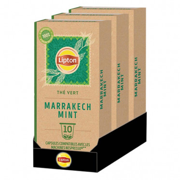 Capsule Nespresso Compatible Thé Vert Marrakesh Mint Lipton - 3 paquets - 30 capsules