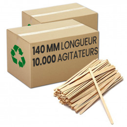 Touillettes (spatules) en Bois Biodégradable 140 mm par 10000