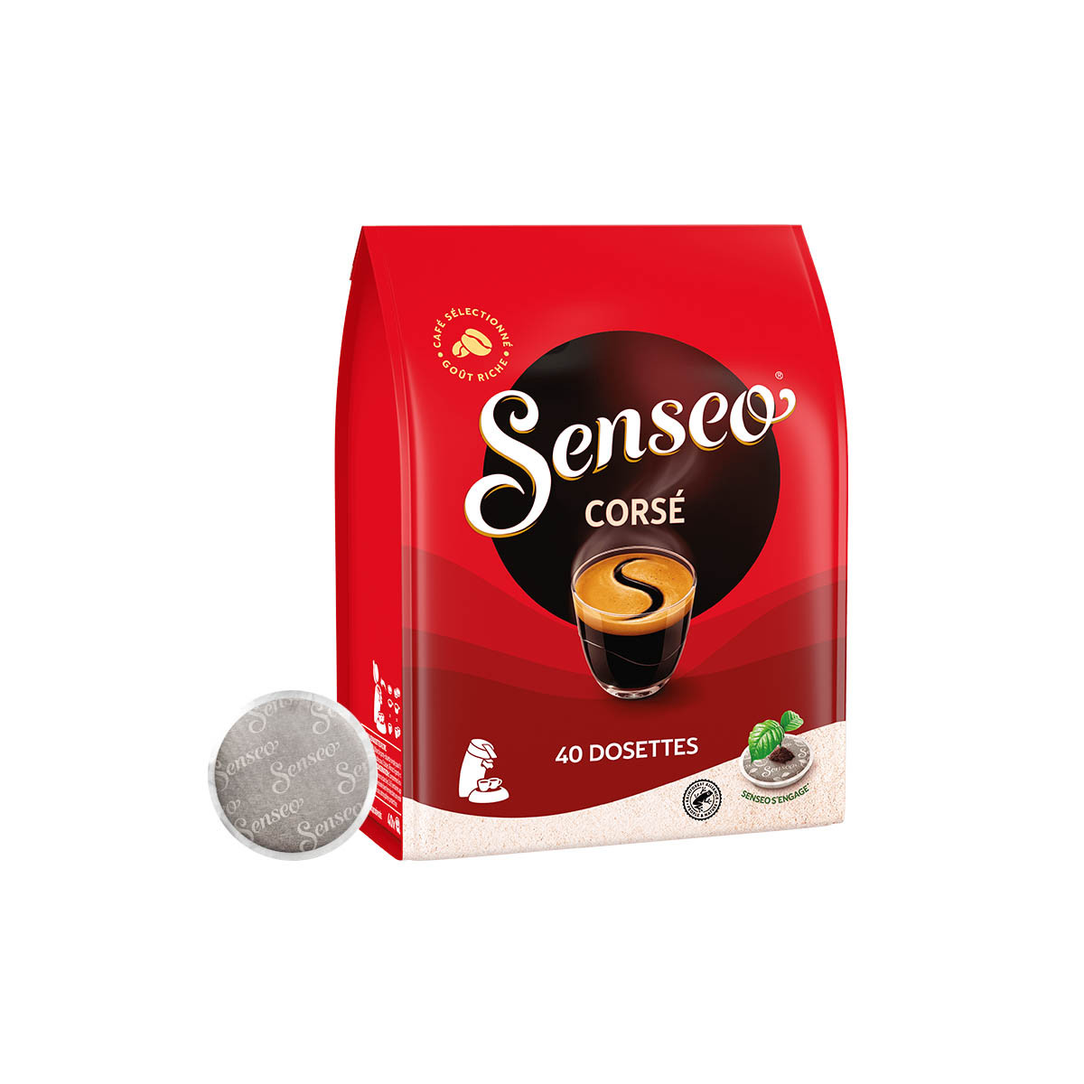 Dosettes de Café compatibles Senseo Corsé 100 pces emballées  individuellement