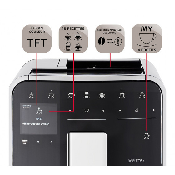 Machine à café en grains Melitta Barista T Smart F830-102 Noir