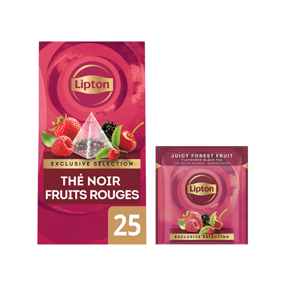 Thé Noir Lipton Exclusive Sélection Fruits Rouges - 6 boites - 150 sachets pyramide