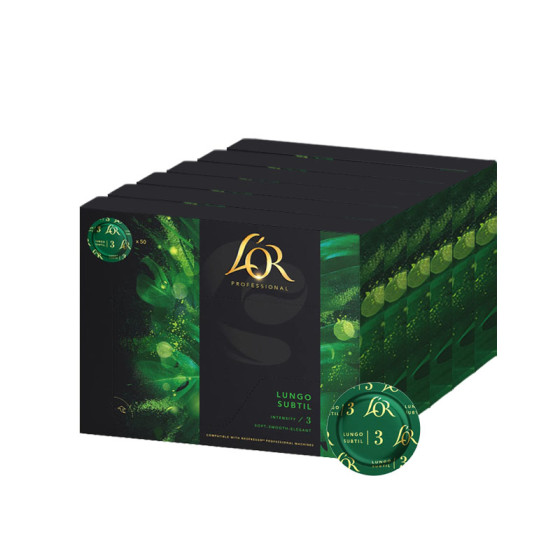 Capsule Nespresso Pro Compatible L'Or Lungo Subtil - 6 boites - 300 capsules