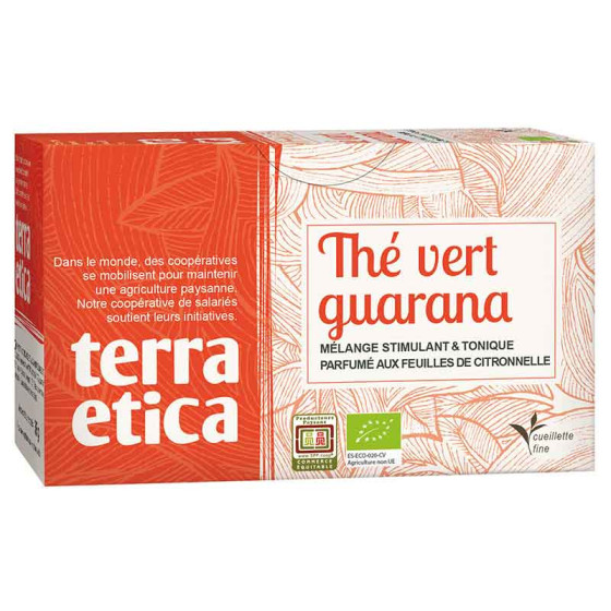 Thé Vert Bio Terra Ética Guarana Citronnelle Sri Lanka - 20 sachets