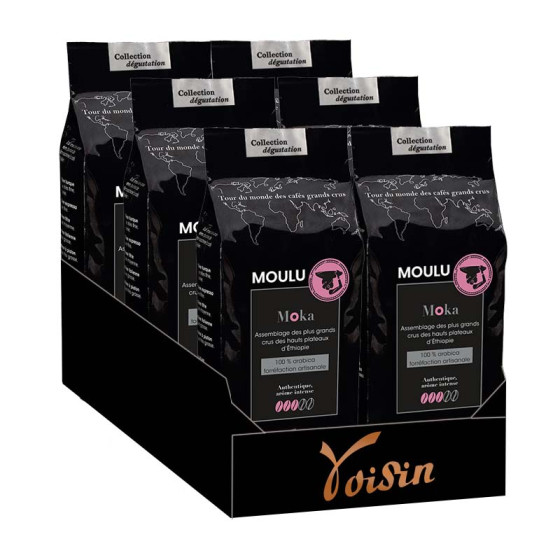 Café Moulu Café Voisin Moka Ethiopie - 6 paquets - 1,5 Kg