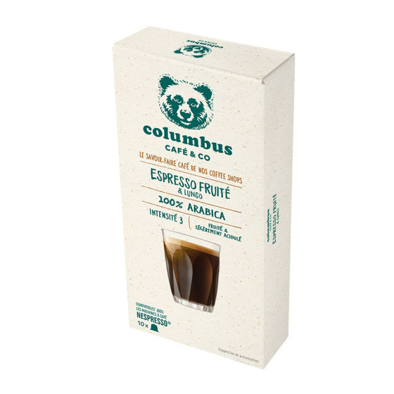 Capsule Nespresso Compatible Columbus Café Lungo Fruité - 10 boites - 100 capsules