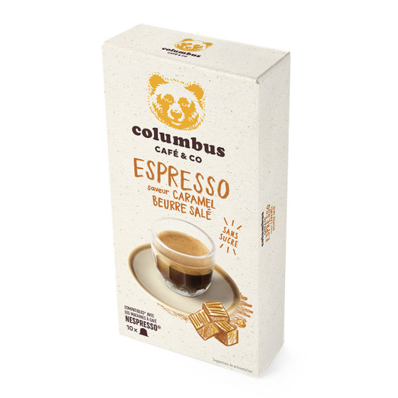 Capsule Nespresso Compatible Columbus Café Saveur Caramel Beurre Salé - 5 boites - 50 capsules