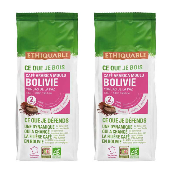 Café Moulu Bio Éthiquable Bolivie - 2 paquets - 500 gr