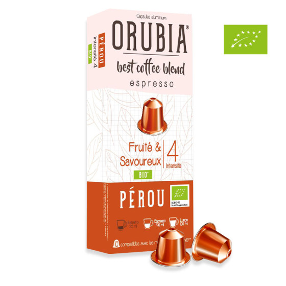 Capsule Nespresso Compatible Café Orubia Pérou BIO 100% Arabica Intensité 4 Edition Limitée - 120 capsules