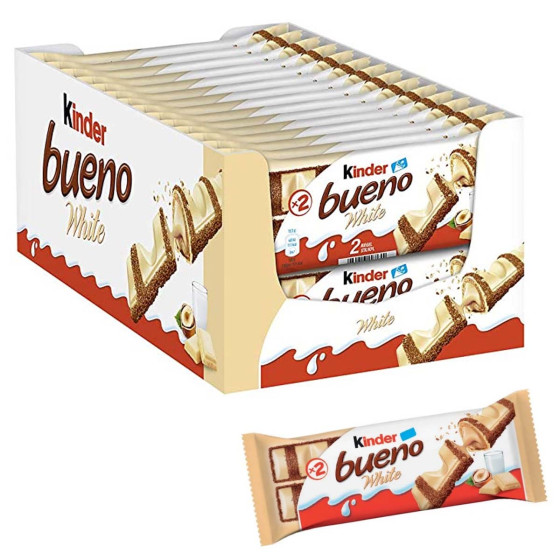 Barre Kinder Bueno White Chocolat blanc et Noisette - Boite de 30 Kinder