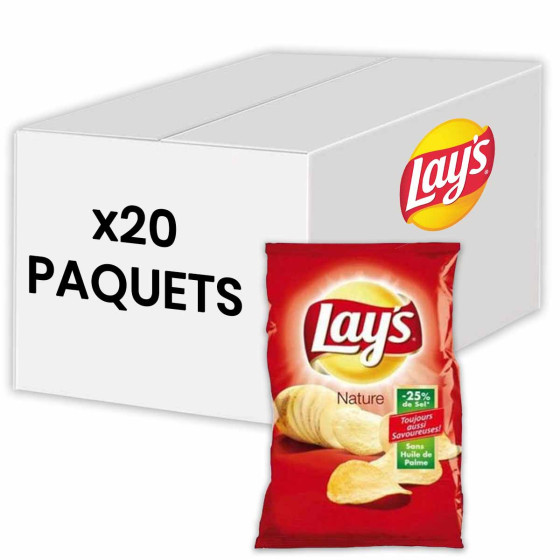 Biscuits Apéritif - Chips Lay's Nature finement salées 45g - 20 Paquets
