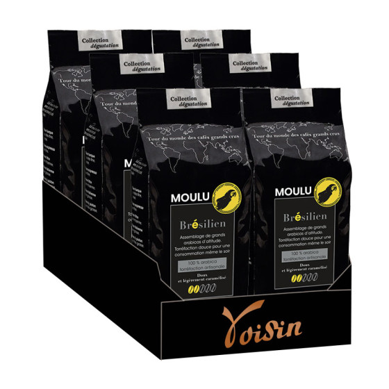 Café Moulu Café Voisin Brésil - 6 paquets - 1,5 Kg