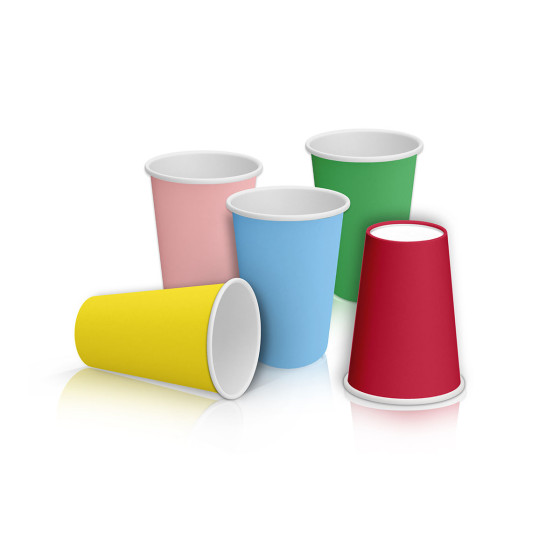100 Gobelets En Carton Jetables 255 Ml - Couleurs Pastel Arc-en-Ciel, Pour Fête, Anniversaire
