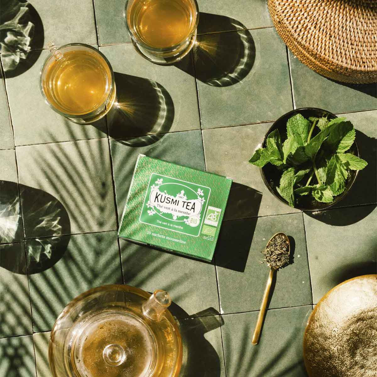 Kusmi Tea - Thé Vert à la Menthe BIO - À Déguster Chaud ou en Thé