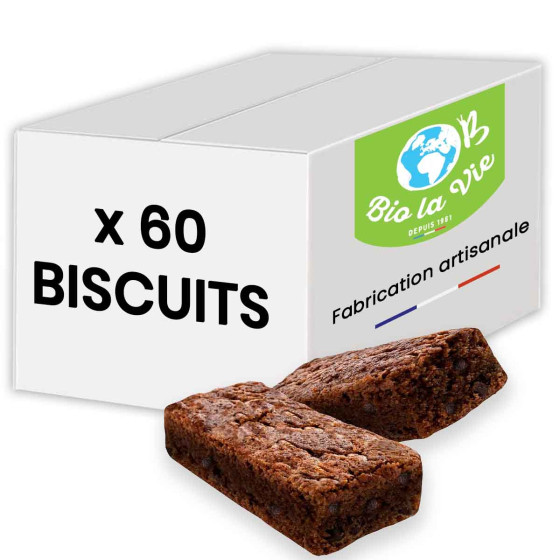 Mini Brownie Pépites de Chocolat Bio La Vie - Carton de 60 gateaux emballés individuellement