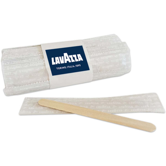 Spatule en bois Touillette Lavazza 105 mm - 50 spatules emballées individuellement