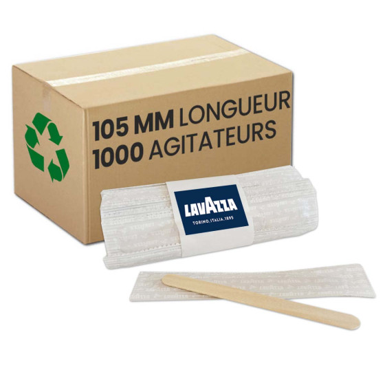 Spatule en bois Touillette Lavazza 105 mm - 1000 spatules emballées individuellement