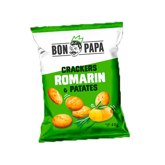 Biscuits Apéritif - Bon Papa Crackers Romarin & Patates - 50 paquets de 40 gr