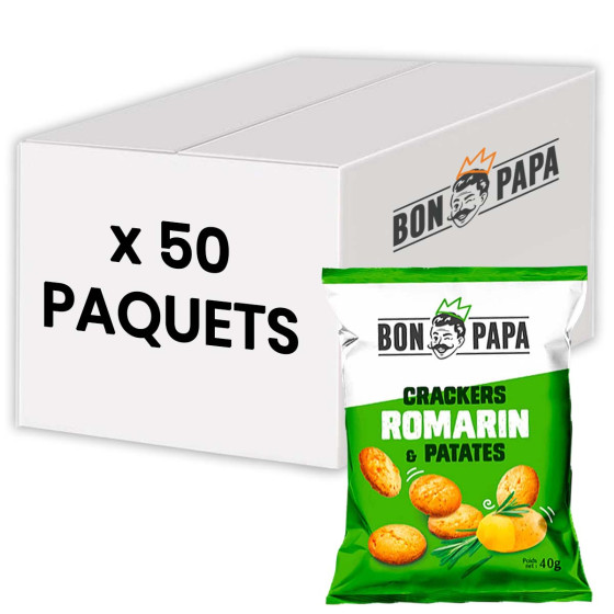 Biscuits Apéritif - Bon Papa Crackers Romarin & Patates - 50 paquets de 40 gr