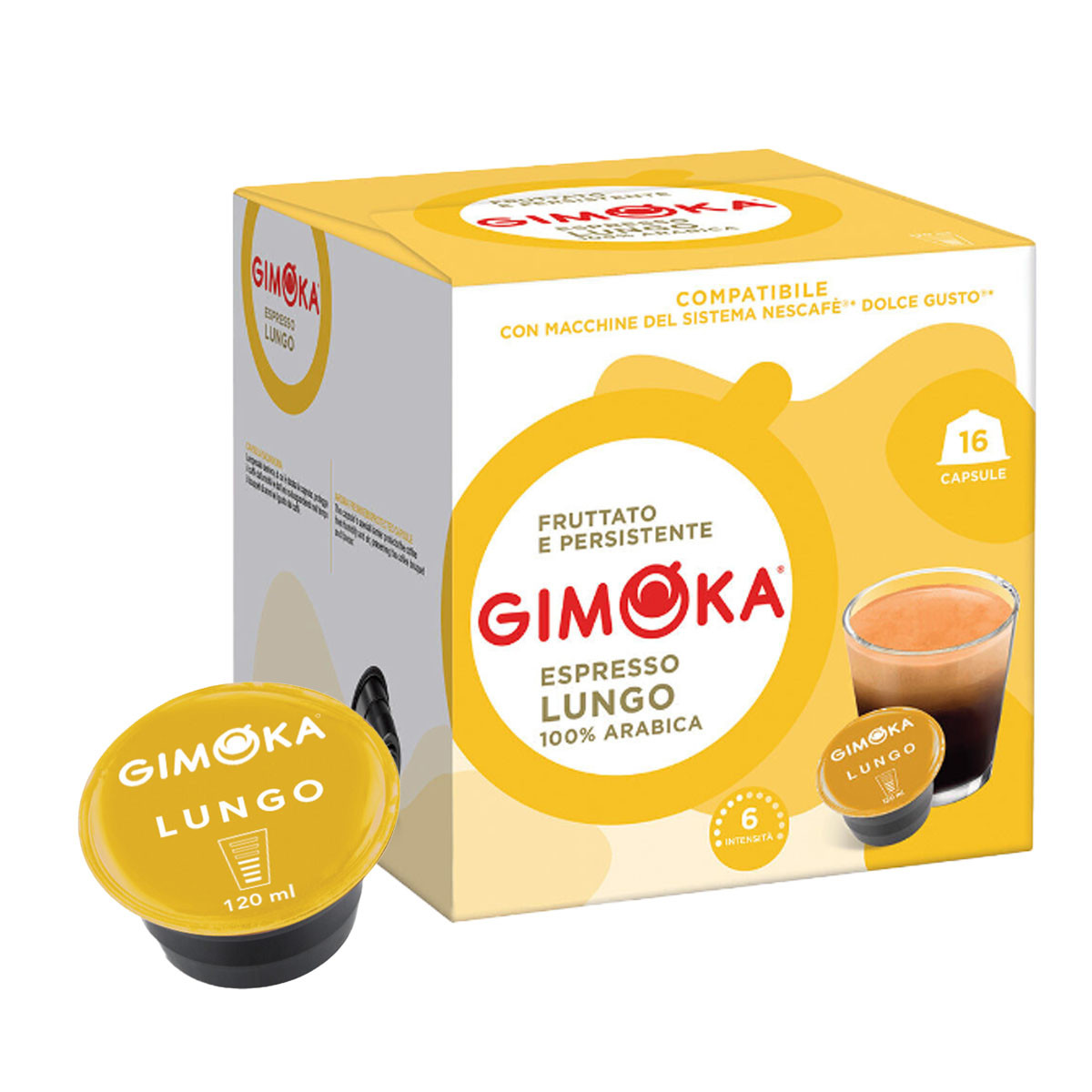 Capsule Dolce Gusto Compatible Café Gimoka Lungo par 16 capsules