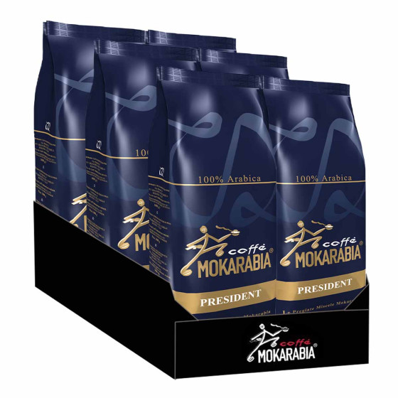 Café en Grains Mokarabia President 100% Arabica - 6 paquets - 6 Kg