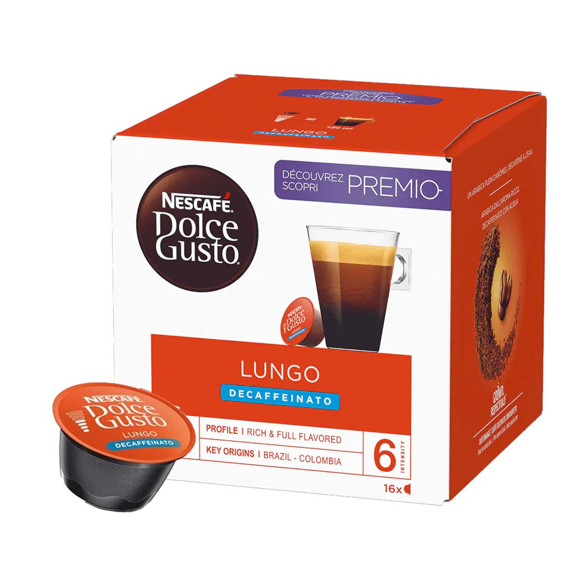 Capsules Dolce Gusto® Lungo Décafféinato - 16 capsules