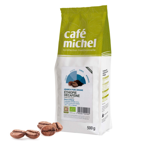 Café en Grains Bio Café Michel Éthiopie Décaféiné - 3 paquets - 1,5 Kg