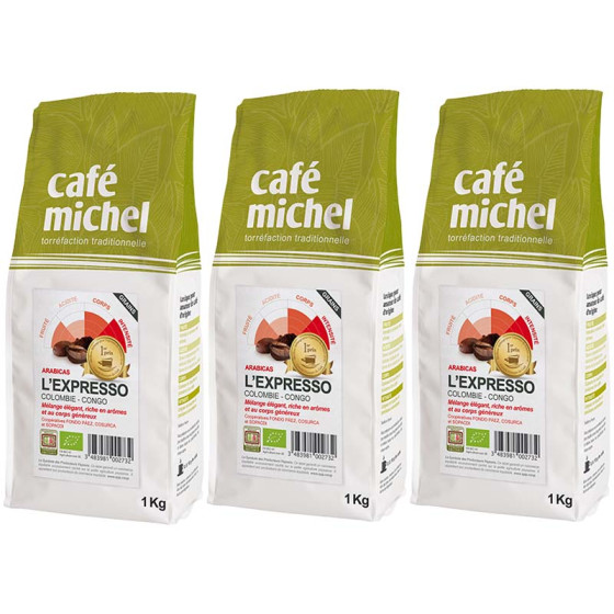 Café en Grains Bio Café Michel L'Expresso - 3 paquets - 3 kg