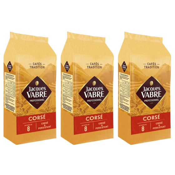 Café en Grains Jacques Vabre Corsé - 3 paquets - 3 Kg