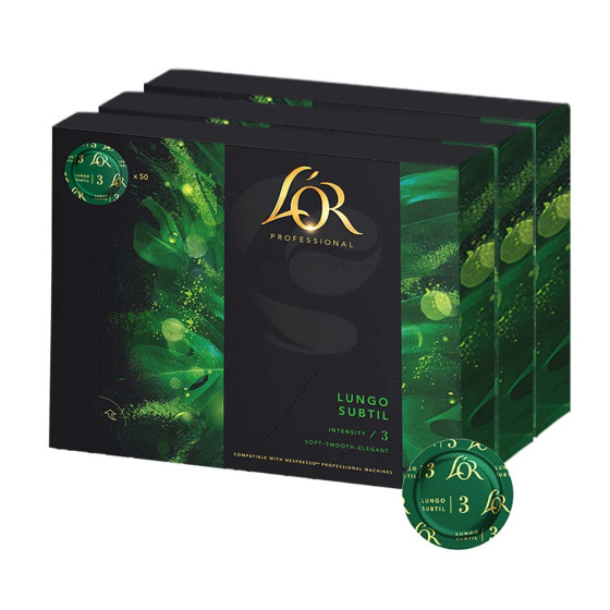 Capsule Nespresso Pro Compatible L'Or Lungo Subtil - 3 boites - 150 capsules