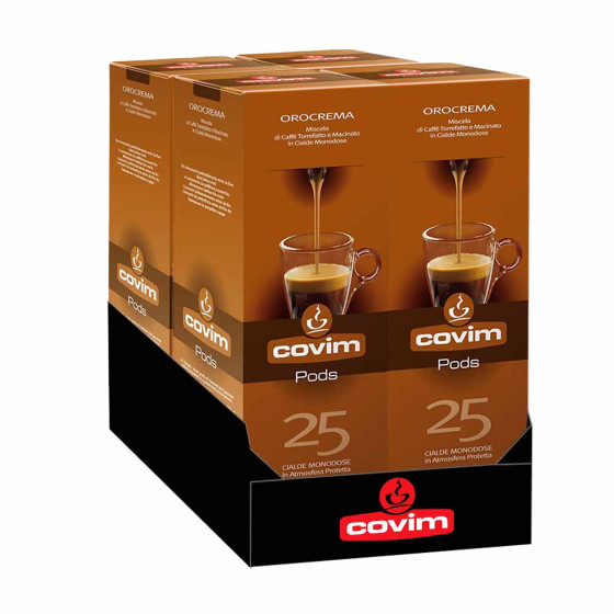 Dosette ESE Café Covim Espresso Orocrema - 4 boites - 100 dosettes emballées individuellement