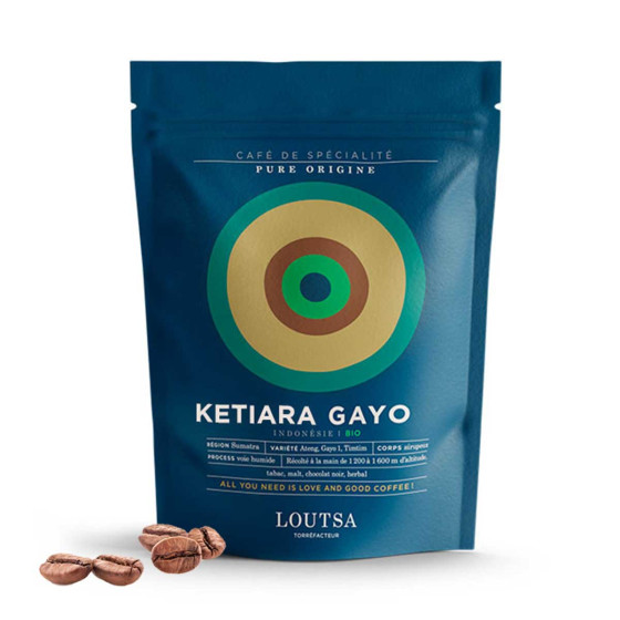 Café de Spécialité en Grains Bio Loutsa Indonésie Ketiara Gayo - 3 paquets - 750 gr