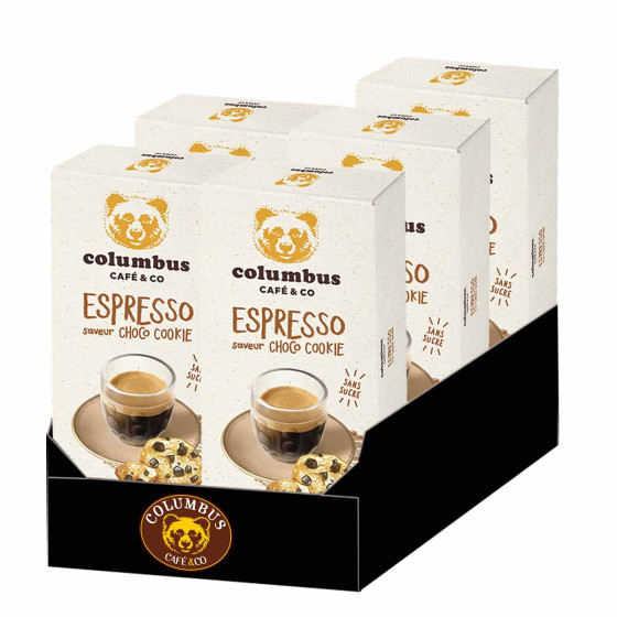 Capsule Nespresso Compatible Columbus Café Gourmand Chocolat Cookie - 5 boites - 50 capsules