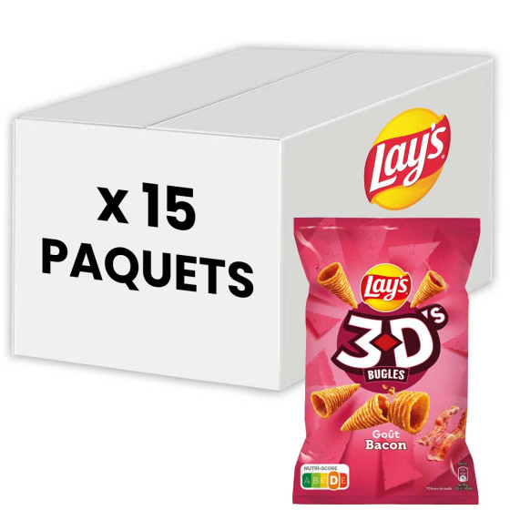 Biscuits Apéritif - Lay's 3D goût Bacon 80g - 15 Paquets