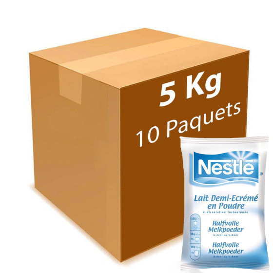 Lait en Poudre Nestlé® Demi-Ecrémé pour Distributeur Automatique - 10 paquets - 5 Kg