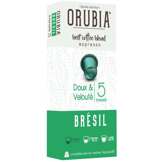 Capsule Nespresso Compatible Café Orubia Brésil 100% Arabica Intensité 5 - 10 capsules