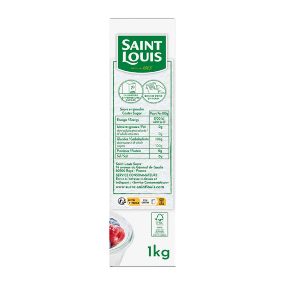 Sucre Blanc en poudre Saint Louis - Bec verseur - 6 kg