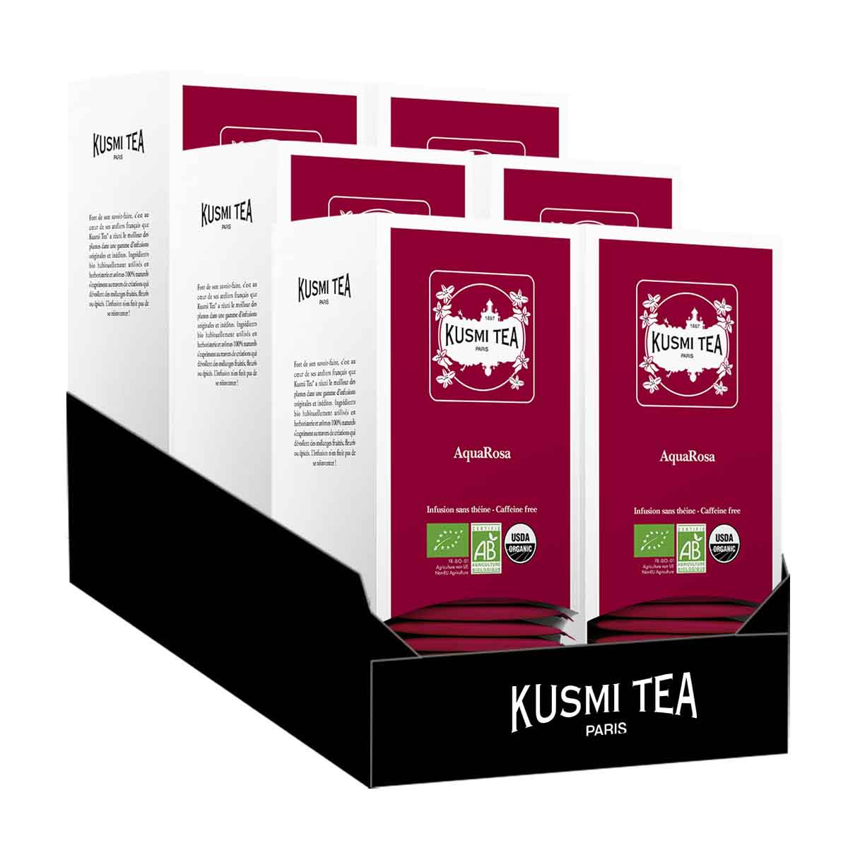 Infusion AquaRosa Bio Kusmi Tea 6 boites 150 sachets enveloppés