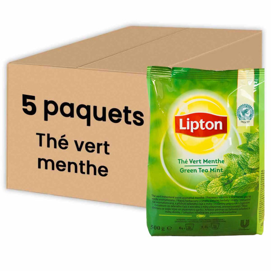 LIPTON Th&eacute; Instantan&eacute; Distributeur Automatique  Th&eacute; Vert Menthe - 5 paquets - 2.5 Kg 